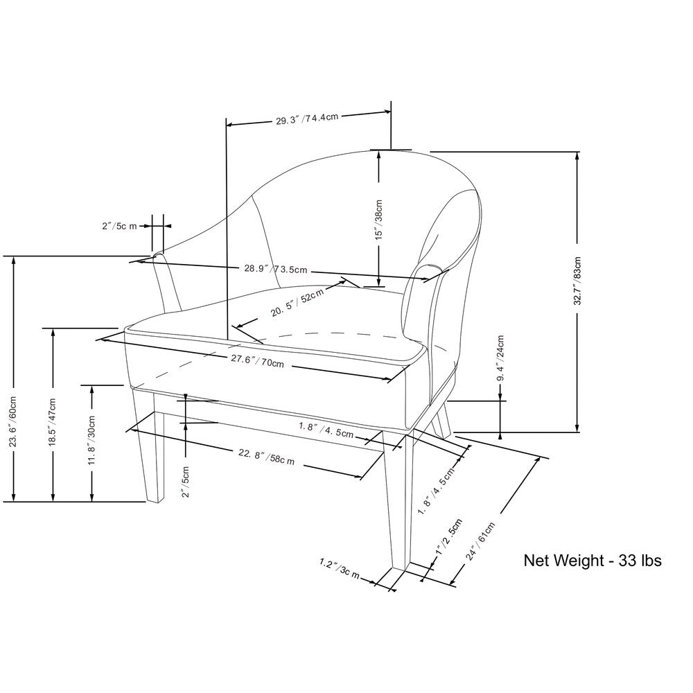 WYNDENHALL Harper 29 inch Wide Mid Century Modern Tub Chair, Fully Assembled