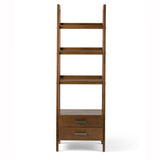 WYNDENHALL Hawkins SOLID WOOD 72 inch x 24 inch Modern Industrial Ladder Shelf with Storage - 24"w x 20"d x 72"h