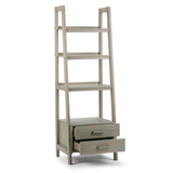 WYNDENHALL Hawkins SOLID WOOD 72 inch x 24 inch Modern Industrial Ladder Shelf with Storage - 24"w x 20"d x 72"h