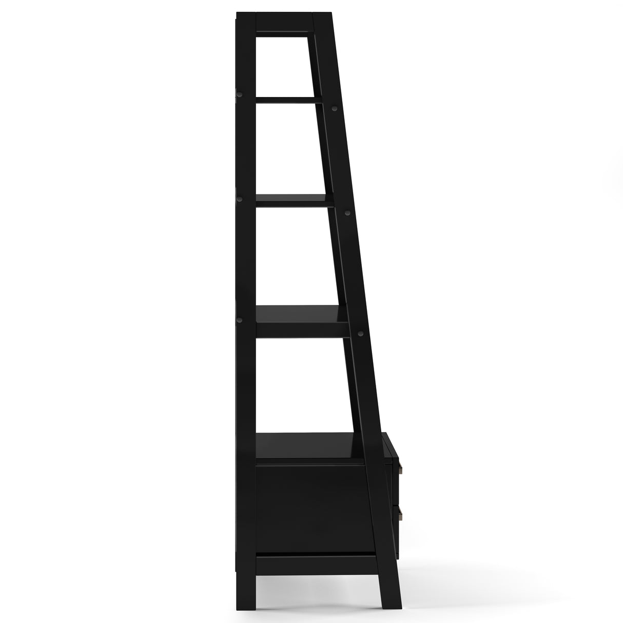 WYNDENHALL Hawkins SOLID WOOD 72 inch x 24 inch Modern Industrial Ladder Shelf with Storage - 24"w x 20"d x 72"h