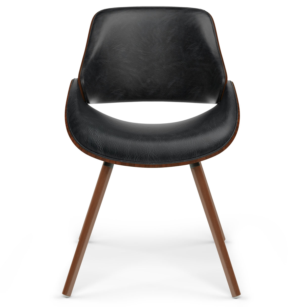 WYNDENHALL Malone Bentwood Dining Chair in Distressed Black Faux Leather - 20.9"w x 22.8"d x 30.9"h