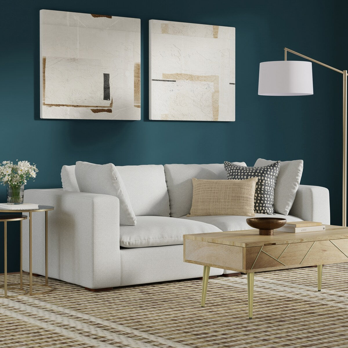 WYNDENHALL Marlee 2-Seater Modular Sofa in Velvety Chenille Performance Fabric