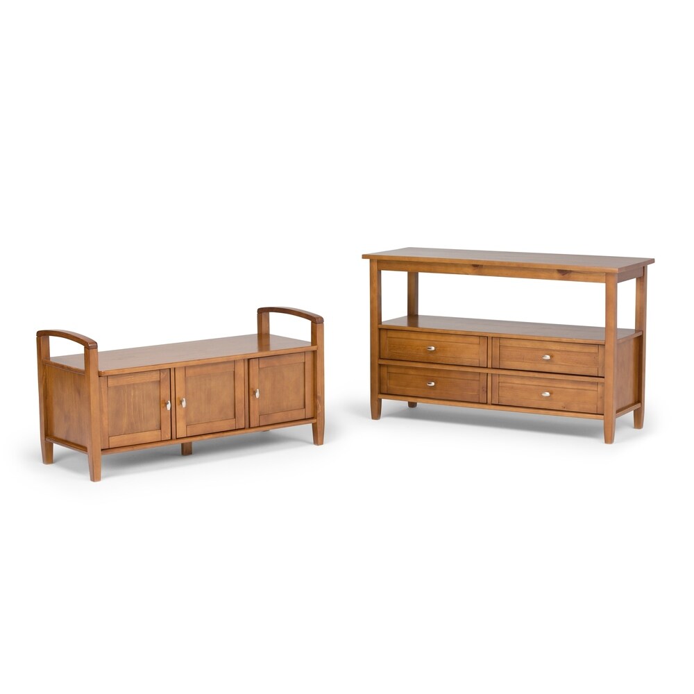 WYNDENHALL Norfolk Honey Brown Entryway Storage Bench