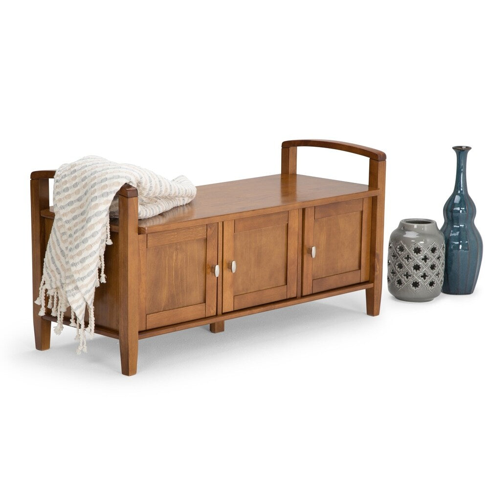 WYNDENHALL Norfolk Honey Brown Entryway Storage Bench