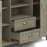 WYNDENHALL Portland SOLID WOOD 54 inch Wide Transitional TV Media Stand For TVs up to 60 inches - 54"w x 17.5"d x 36" h