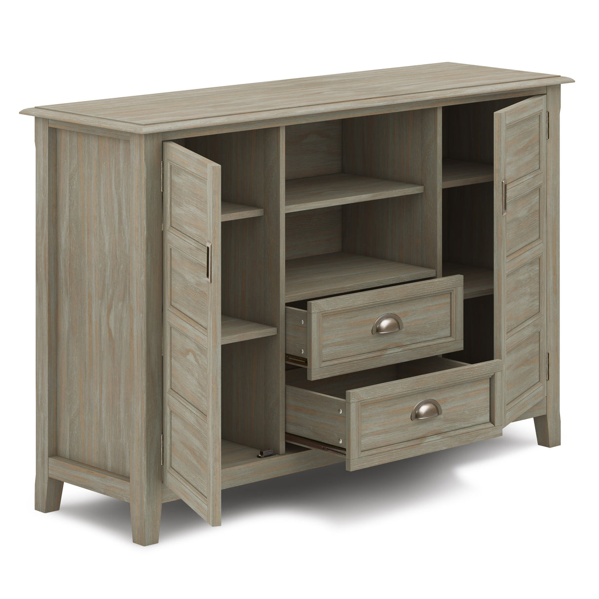 WYNDENHALL Portland SOLID WOOD 54 inch Wide Transitional TV Media Stand For TVs up to 60 inches - 54"w x 17.5"d x 36" h