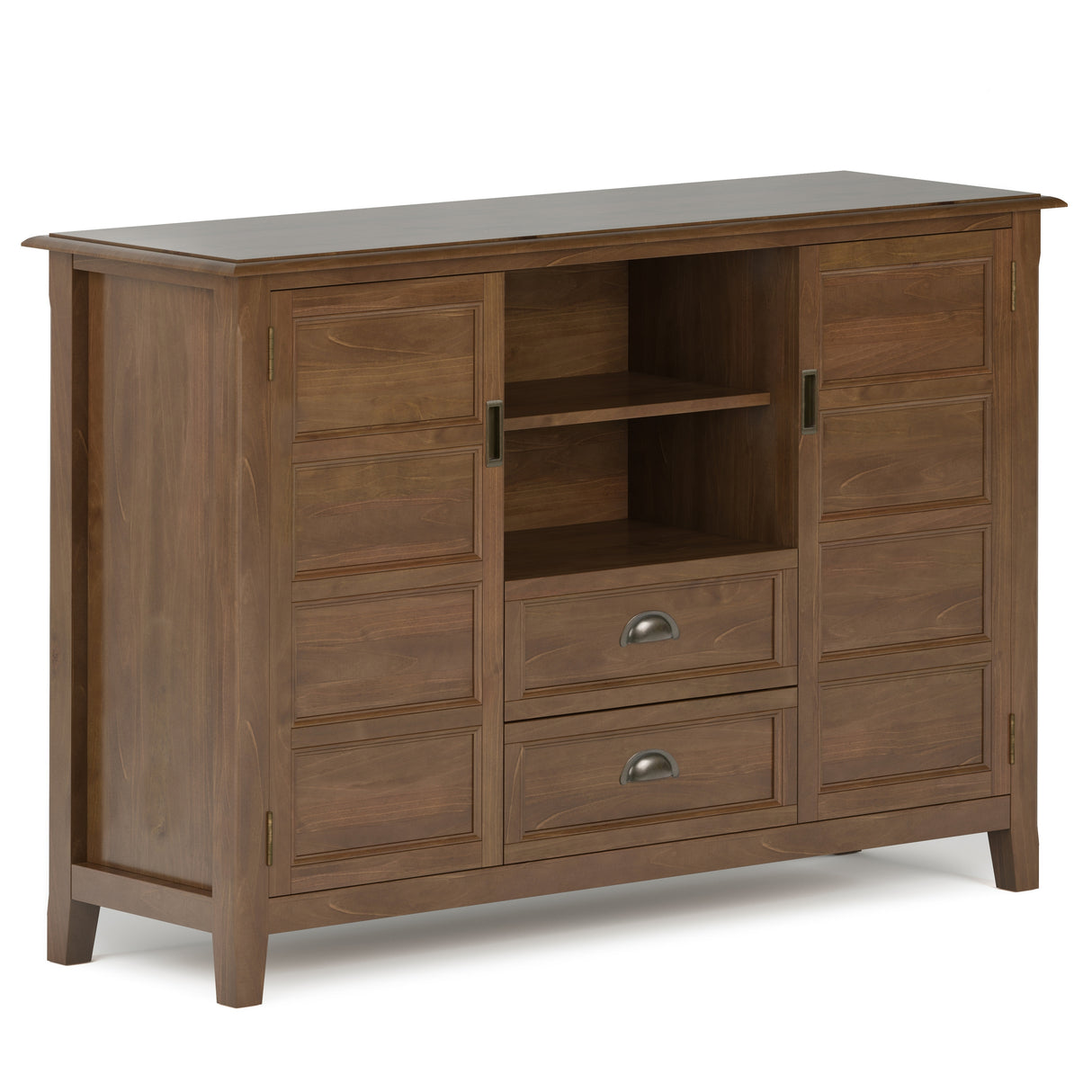 WYNDENHALL Portland SOLID WOOD 54 inch Wide Transitional TV Media Stand For TVs up to 60 inches - 54"w x 17.5"d x 36" h
