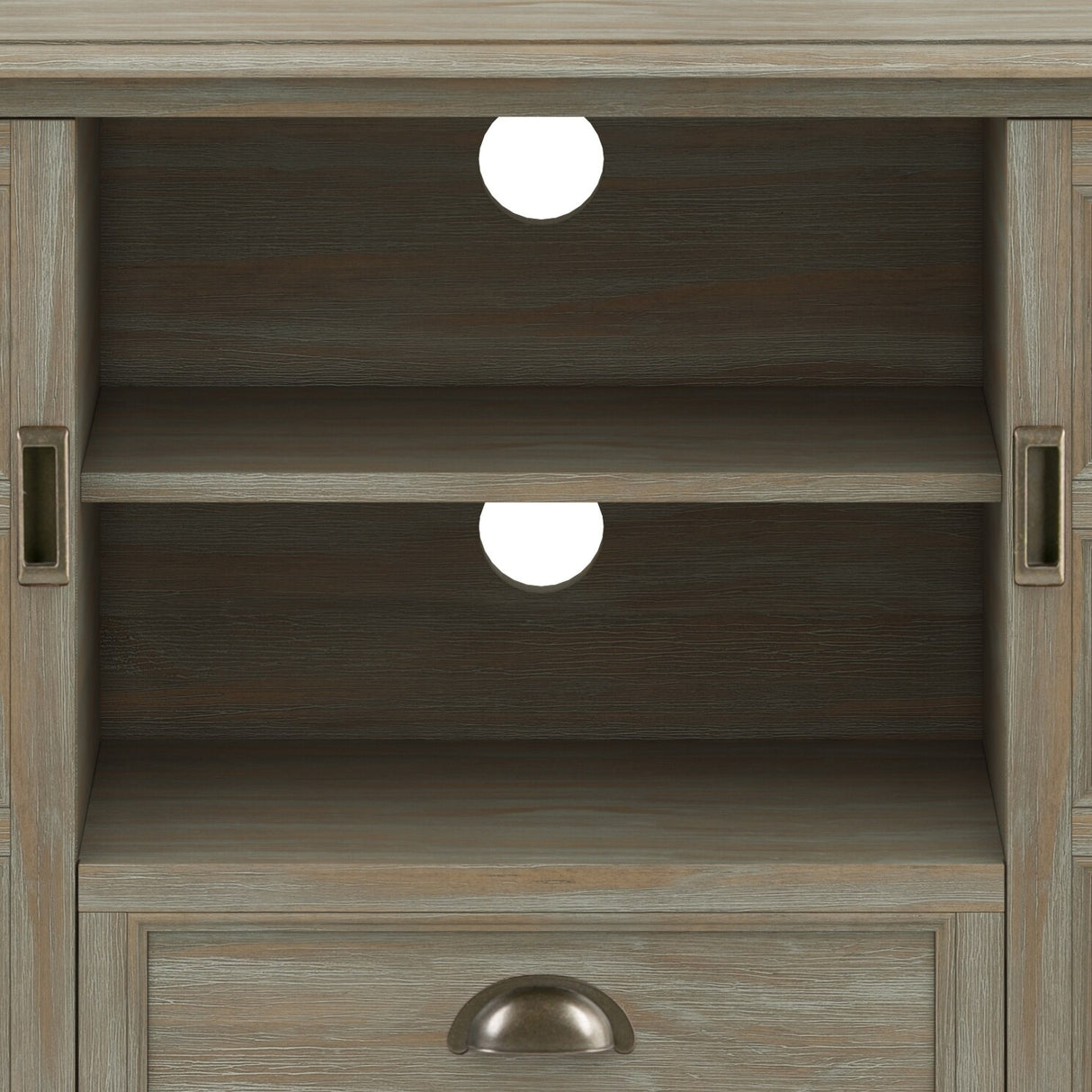 WYNDENHALL Portland SOLID WOOD 54 inch Wide Transitional TV Media Stand For TVs up to 60 inches - 54"w x 17.5"d x 36" h