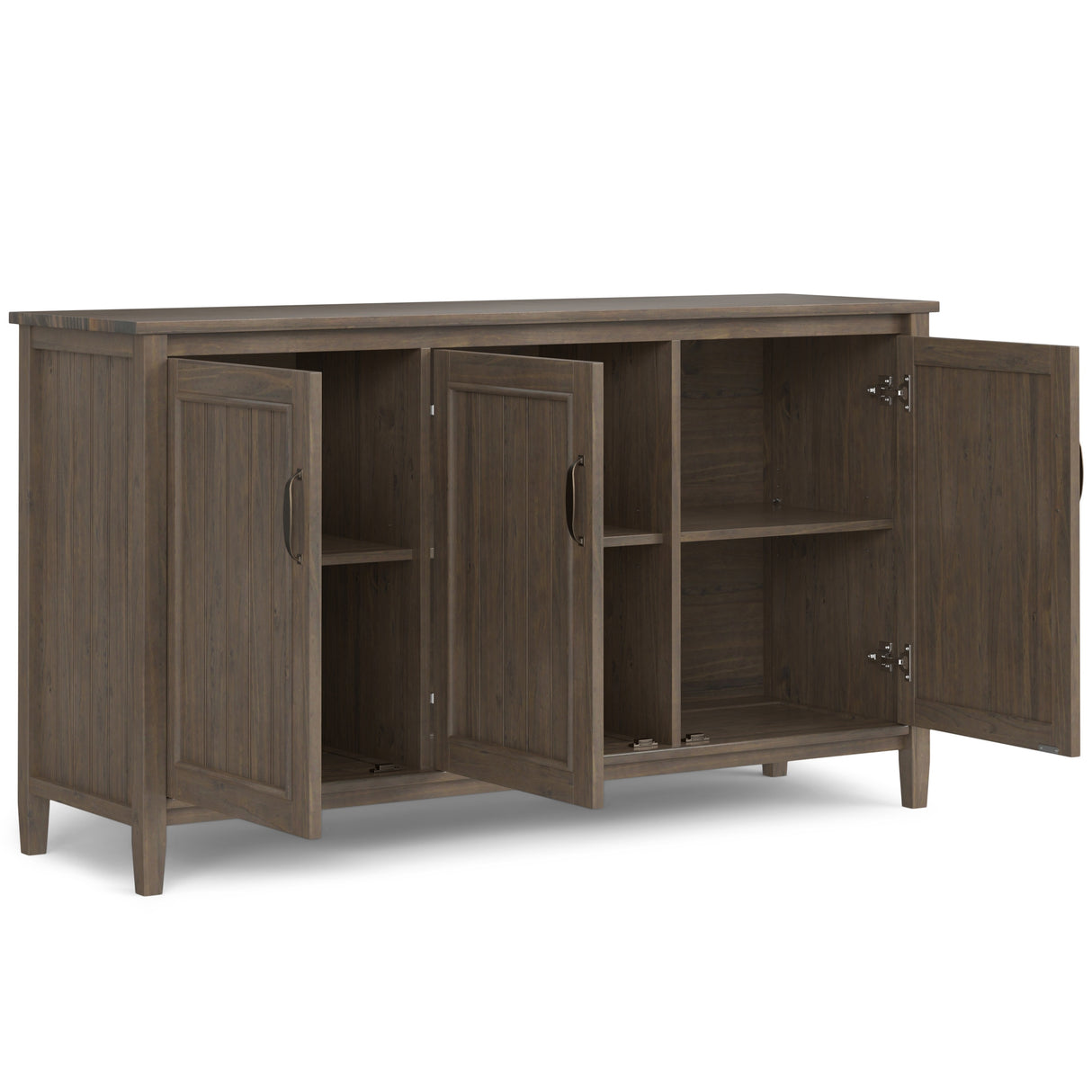 WYNDENHALL Rowan SOLID WOOD 60 inch Wide Contemporary Wide Storage Cabinet in Smoky Brown - 18"d x 60" w x 34"h