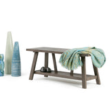 WYNDENHALL Stewart SOLID WOOD 48 inch Wide Industrial Entryway Bench in Driftwood - 48 W x 17 D x 20 H
