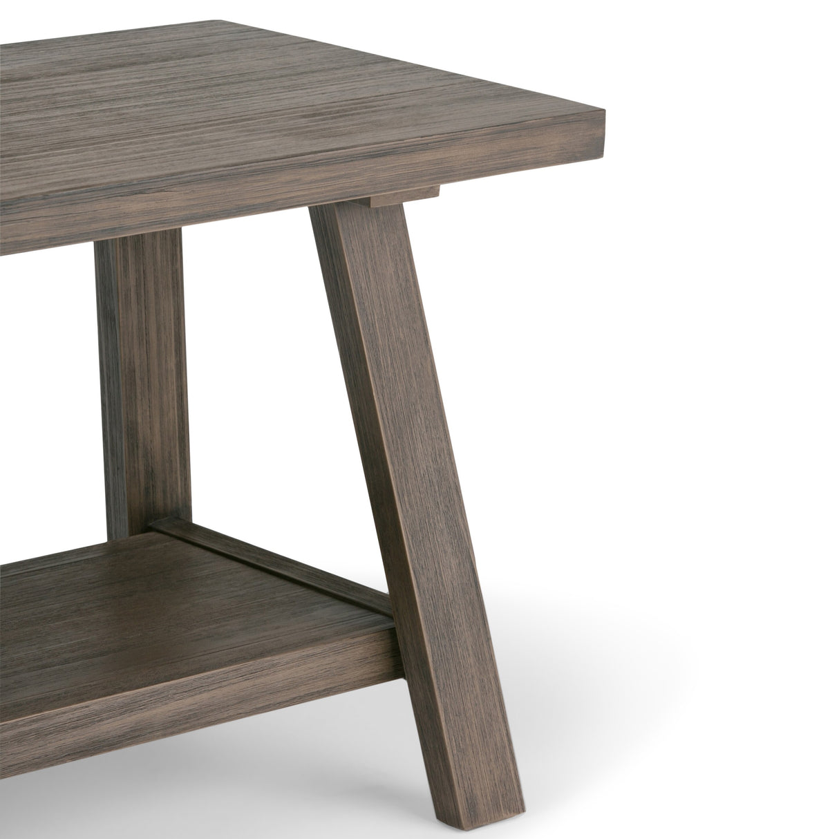 WYNDENHALL Stewart SOLID WOOD 48 inch Wide Industrial Entryway Bench in Driftwood - 48 W x 17 D x 20 H