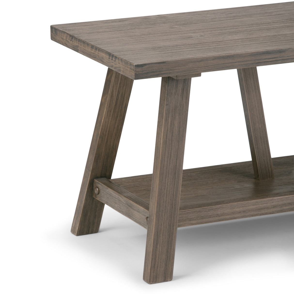 WYNDENHALL Stewart SOLID WOOD 48 inch Wide Industrial Entryway Bench in Driftwood - 48 W x 17 D x 20 H
