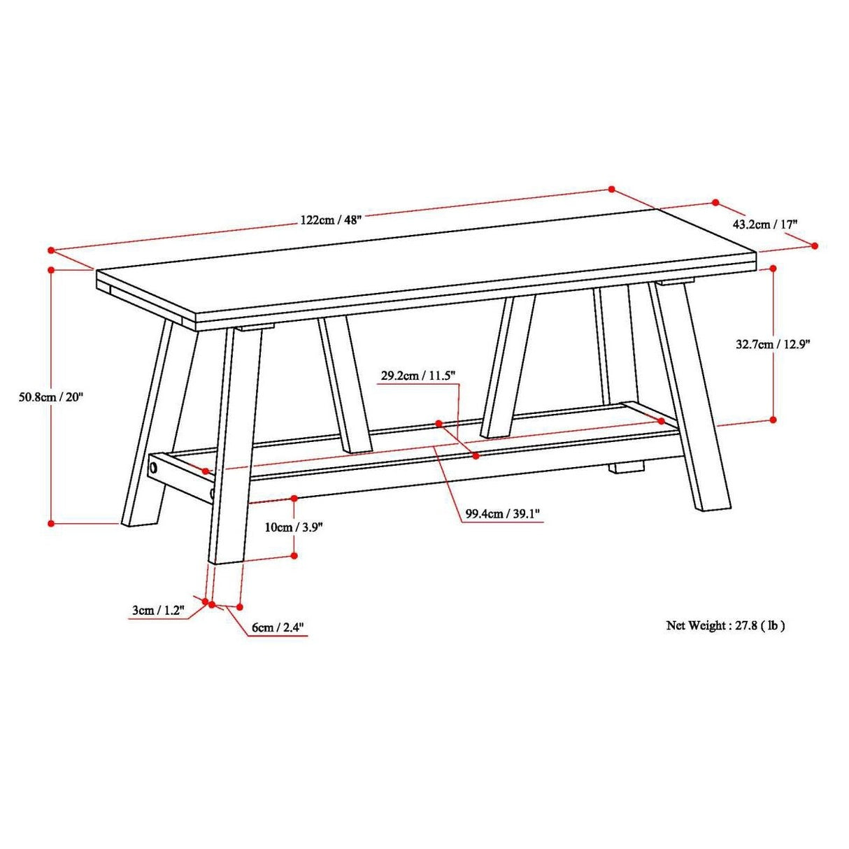 WYNDENHALL Stewart SOLID WOOD 48 inch Wide Industrial Entryway Bench in Driftwood - 48 W x 17 D x 20 H