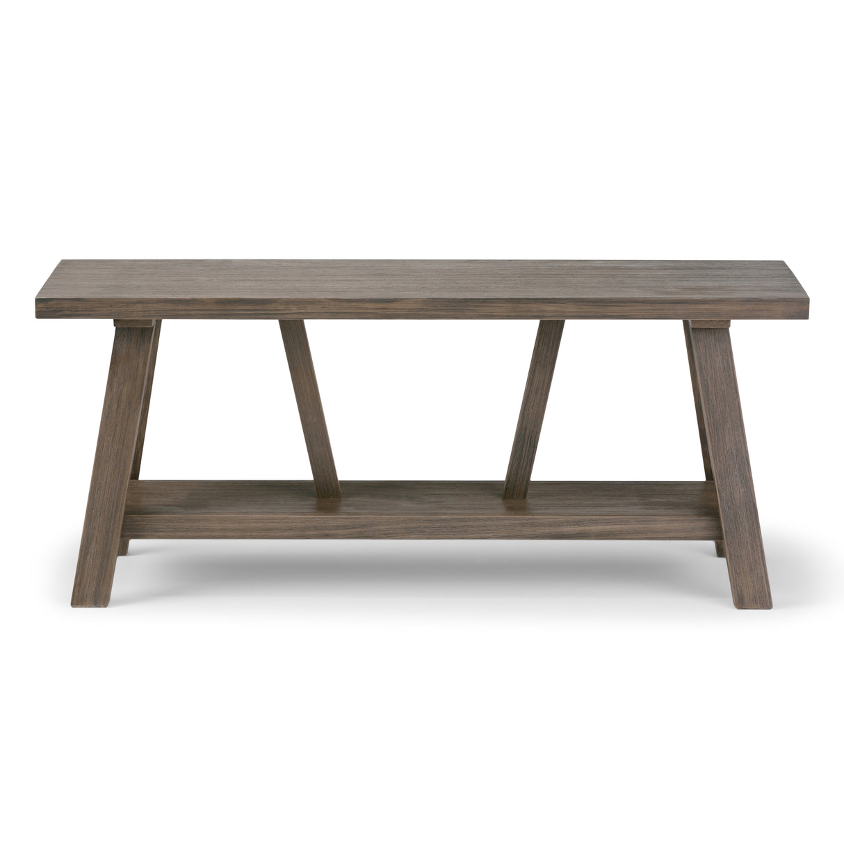 WYNDENHALL Stewart SOLID WOOD 48 inch Wide Industrial Entryway Bench in Driftwood - 48 W x 17 D x 20 H