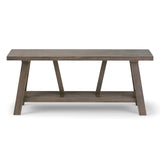 WYNDENHALL Stewart SOLID WOOD 48 inch Wide Industrial Entryway Bench in Driftwood - 48 W x 17 D x 20 H