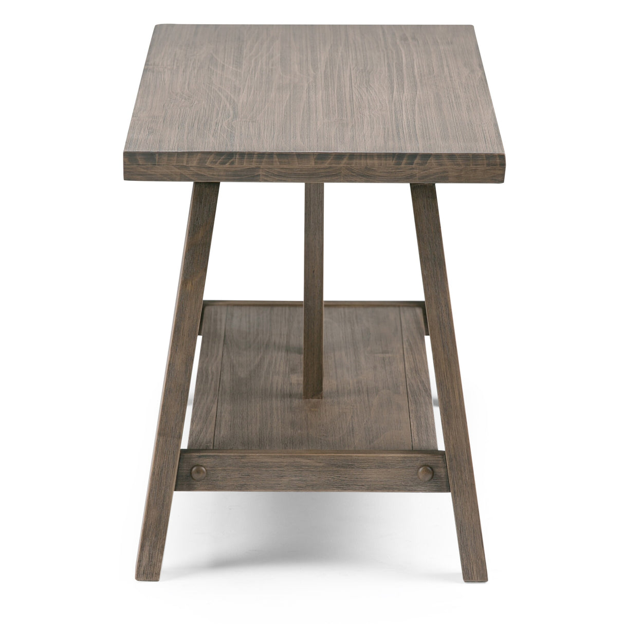 WYNDENHALL Stewart SOLID WOOD 48 inch Wide Industrial Entryway Bench in Driftwood - 48 W x 17 D x 20 H