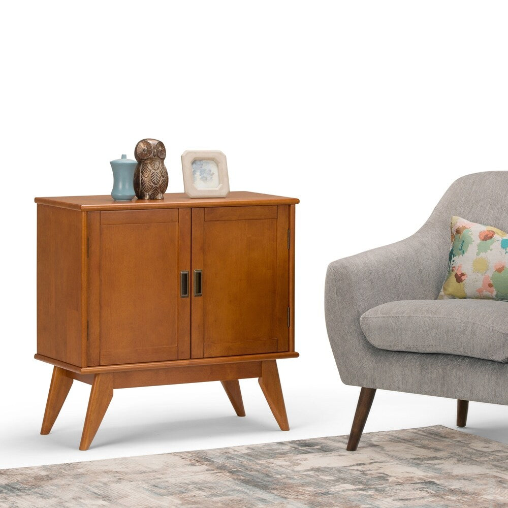 WYNDENHALL Tierney SOLID HARDWOOD 32 inch Wide Mid Century Modern Low Storage Cabinet - 32"w x 14"d x 31" h
