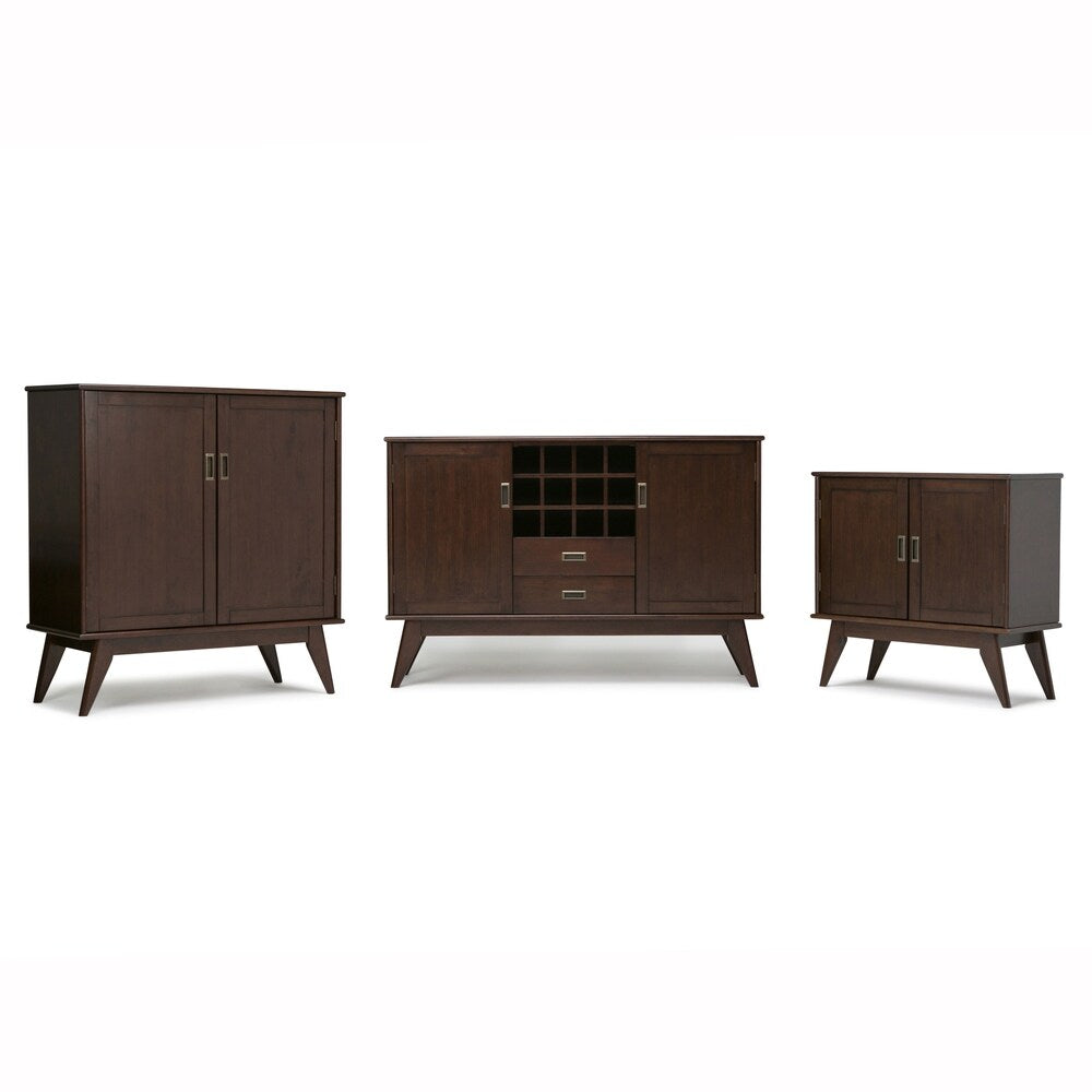 WYNDENHALL Tierney SOLID HARDWOOD 32 inch Wide Mid Century Modern Low Storage Cabinet - 32"w x 14"d x 31" h