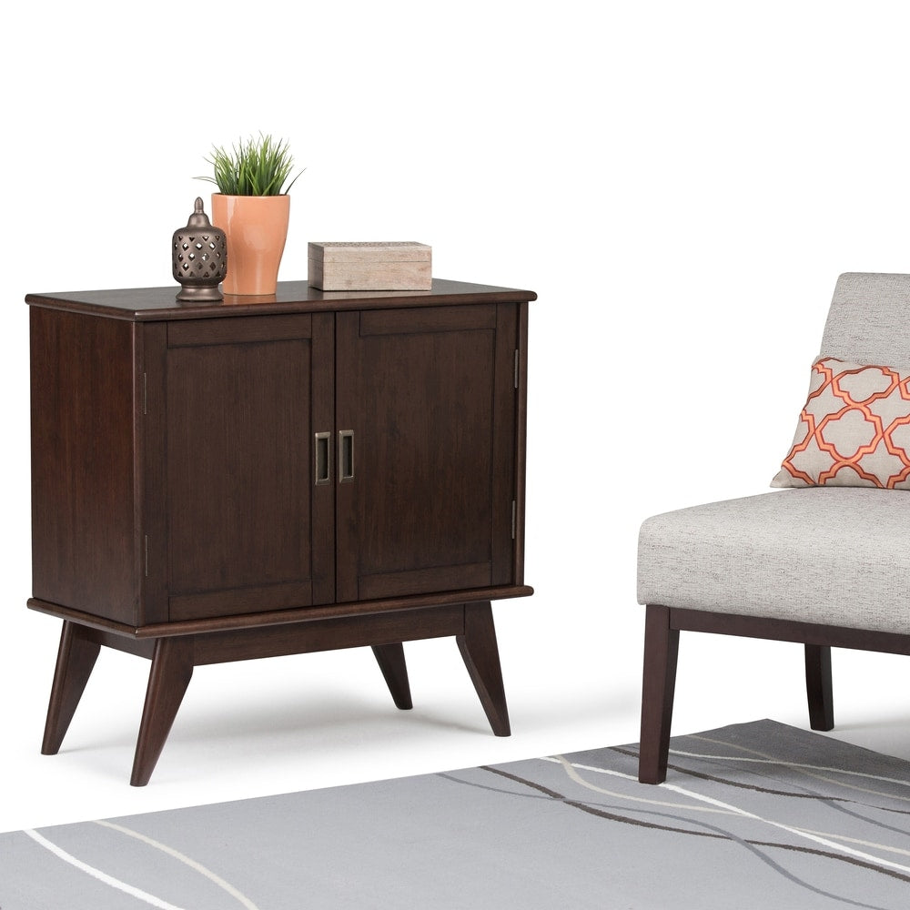 WYNDENHALL Tierney SOLID HARDWOOD 32 inch Wide Mid Century Modern Low Storage Cabinet - 32"w x 14"d x 31" h