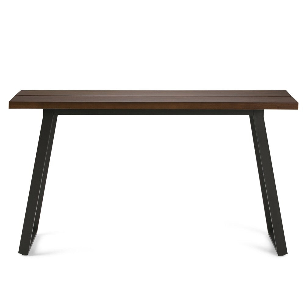 WYNDENHALL Tyson Solid Wood and Metal 54 inch Wide Modern Industrial Console Sofa Table in Light Walnut Brown