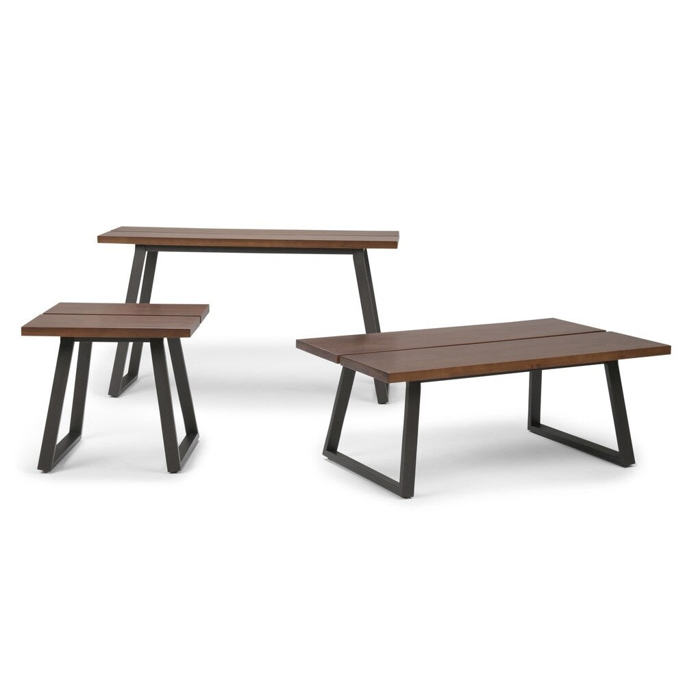 WYNDENHALL Tyson Solid Wood and Metal 54 inch Wide Modern Industrial Console Sofa Table in Light Walnut Brown