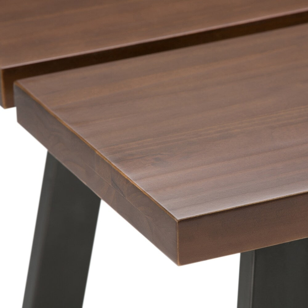 WYNDENHALL Tyson Solid Wood and Metal 54 inch Wide Modern Industrial Console Sofa Table in Light Walnut Brown