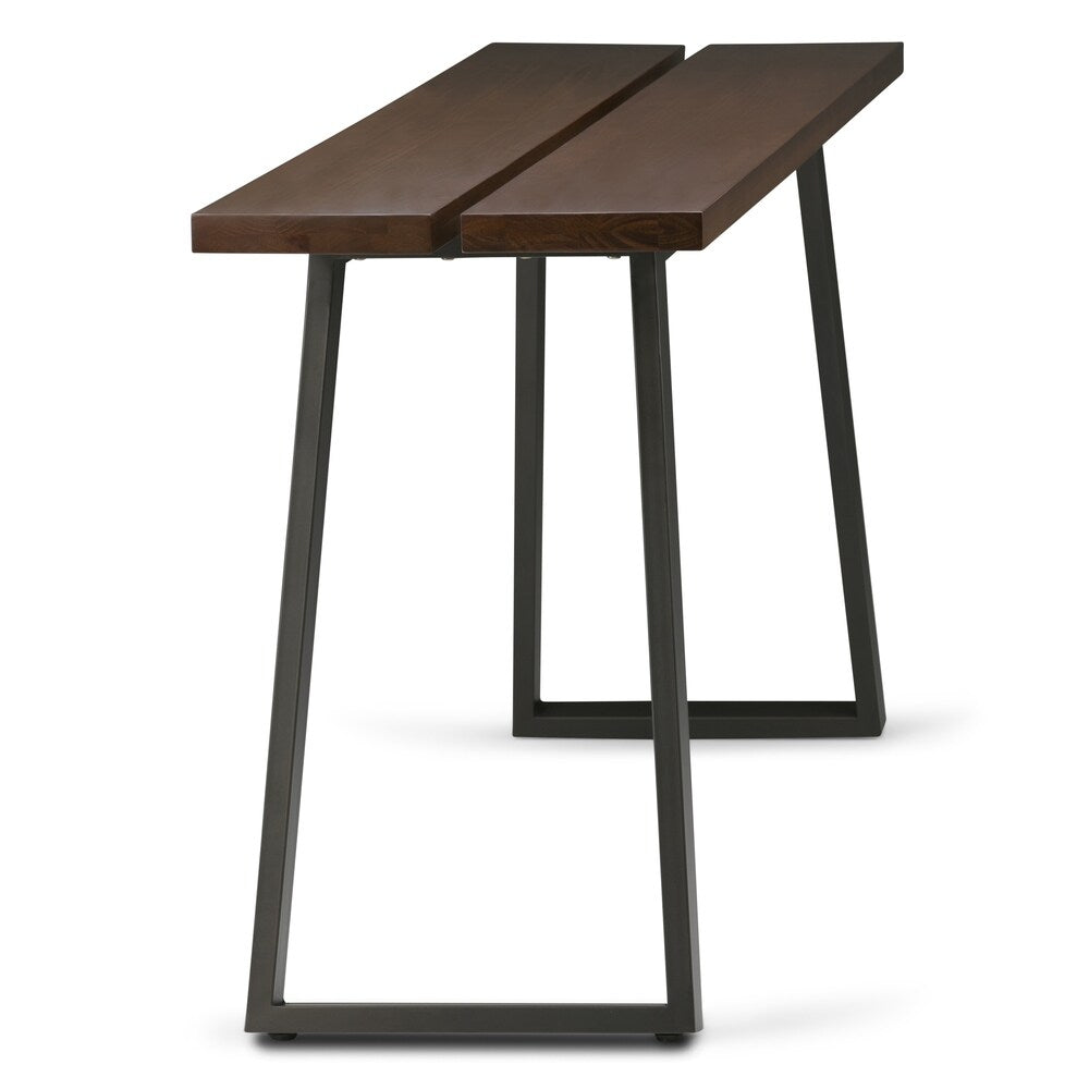 WYNDENHALL Tyson Solid Wood and Metal 54 inch Wide Modern Industrial Console Sofa Table in Light Walnut Brown