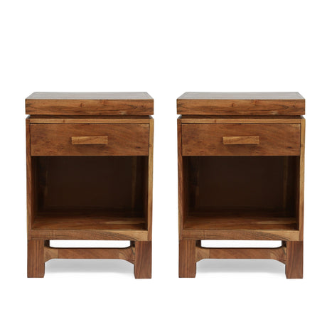 Wadley Indoor Acacia Wood Handcrafted Nightstands by Christopher Knight Home