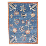 Wahi Rugs Hand Knotted Natural Coastal Turtle Design 5'0"x8'0"