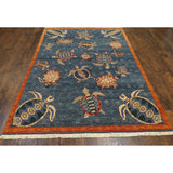 Wahi Rugs Hand Knotted Natural Coastal Turtle Design 5'0"x8'0"