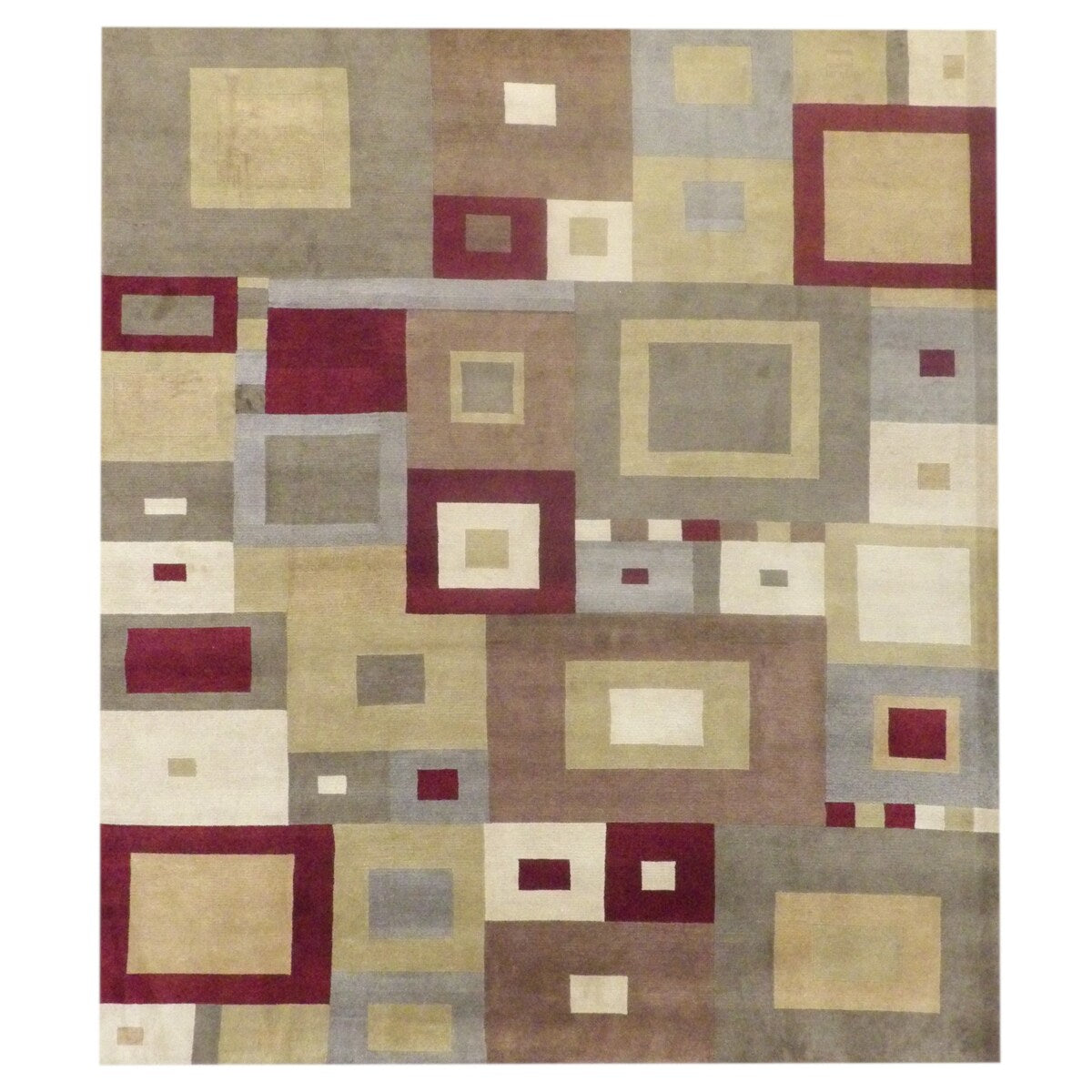 Wahi Rugs Modern Geometrical Design 8'0"x10'0" Hand-knotted Rug - 8' x