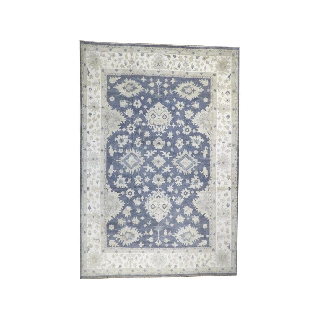 Wahi Rugs Oushak White Wash 12'1" x 17'6" Hand knotted Rug - L