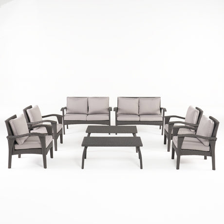 Waikiki Outdoor 8-piece Wicker Seating Set with Cushions by Christopher Knight Home