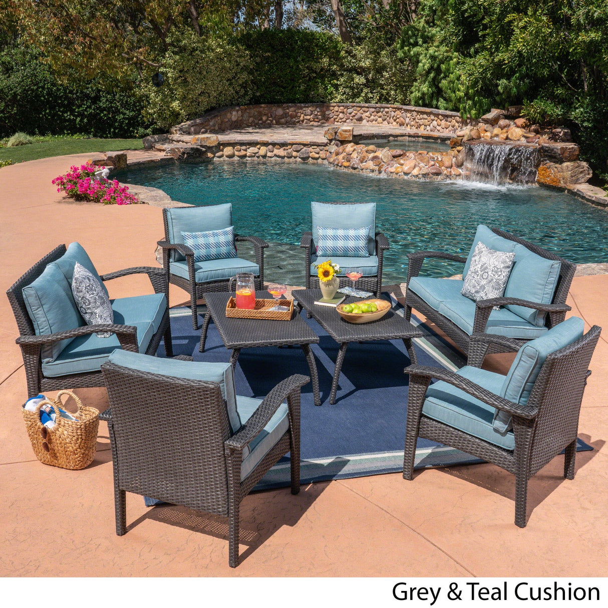 Waikiki Outdoor 8-piece Wicker Seating Set with Cushions by Christopher Knight Home