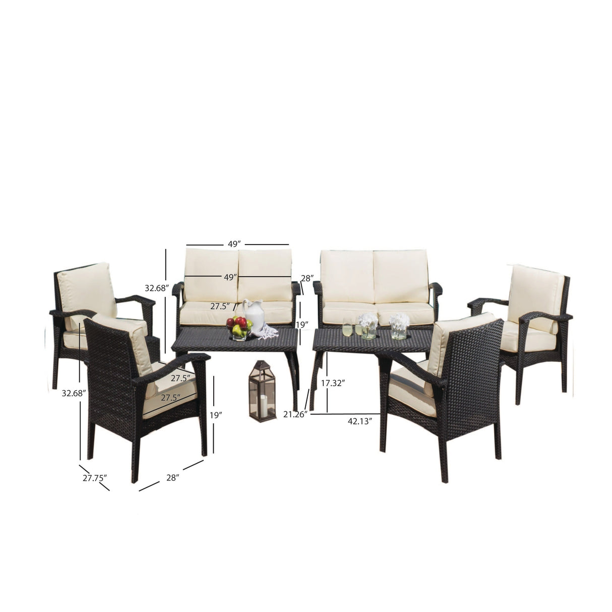 Waikiki Outdoor 8-piece Wicker Seating Set with Cushions by Christopher Knight Home