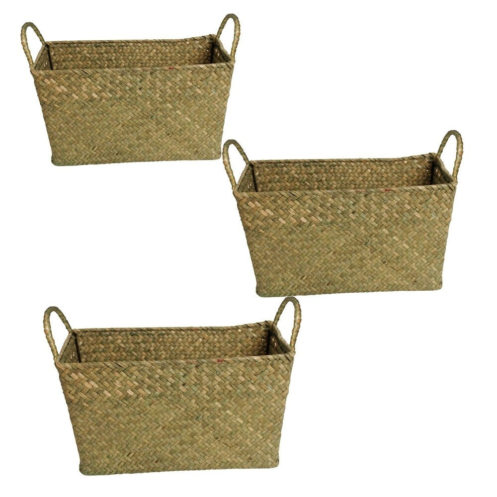 Wald Imports Small Seagrass and Reed Basket (Set of 3)