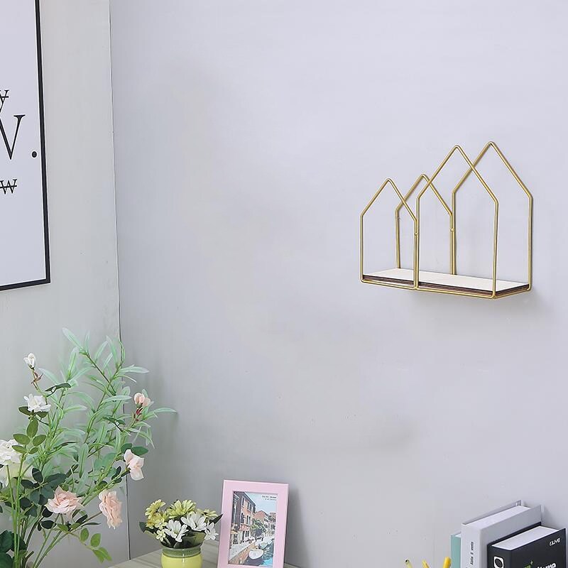 Wall Basket Kitchen Wall Hanging Bathroom Storage - Gold