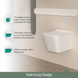 Wall Hung Toilet, Wall Mounted Elongated Toilet, White