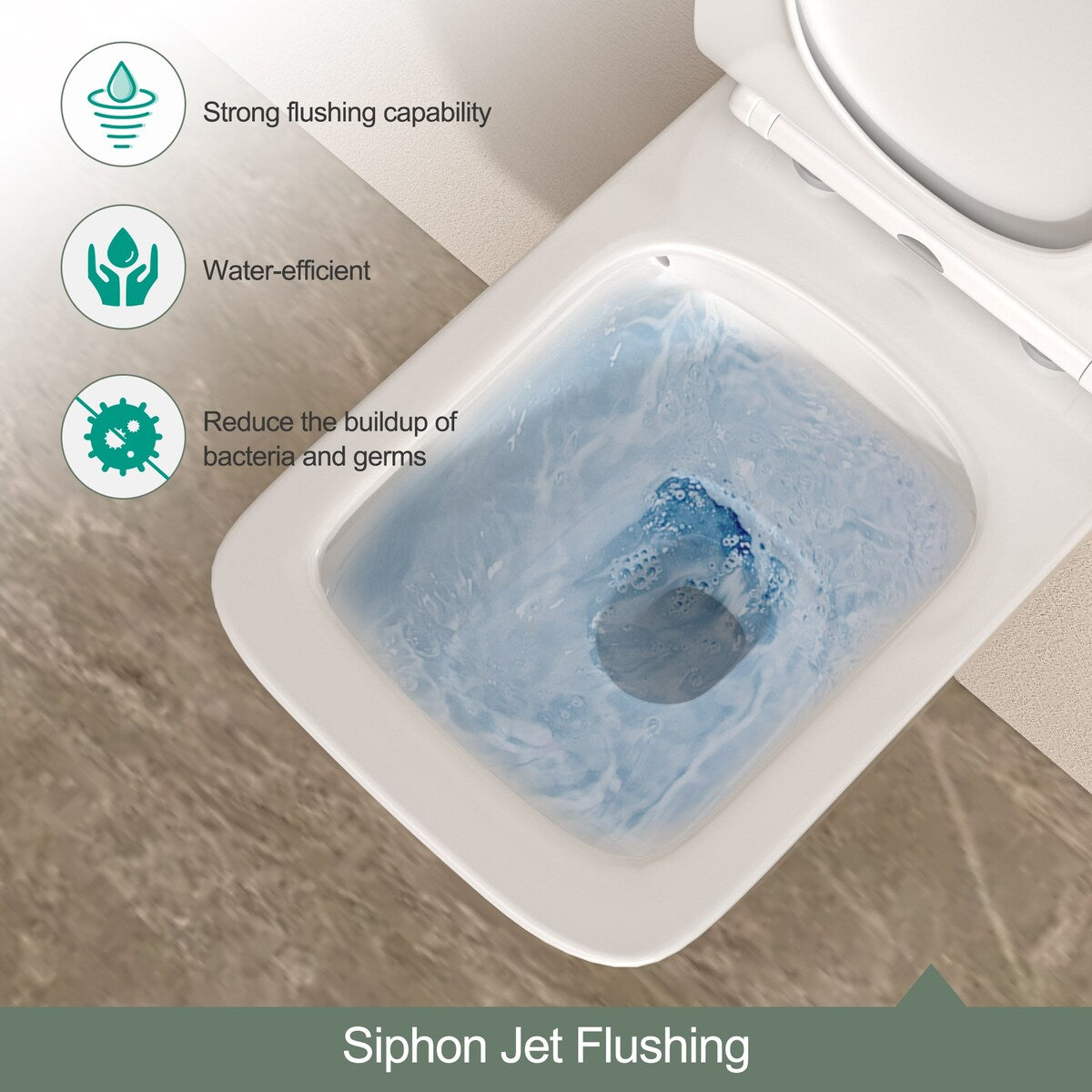Wall Hung Toilet, Wall Mounted Elongated Toilet, White