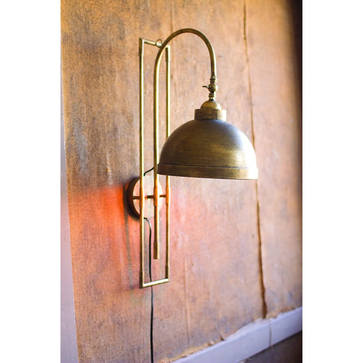 Wall Light Metal With Antique Brass Finish in Wall Mount Decor - 15.5" x 10" x 29"t