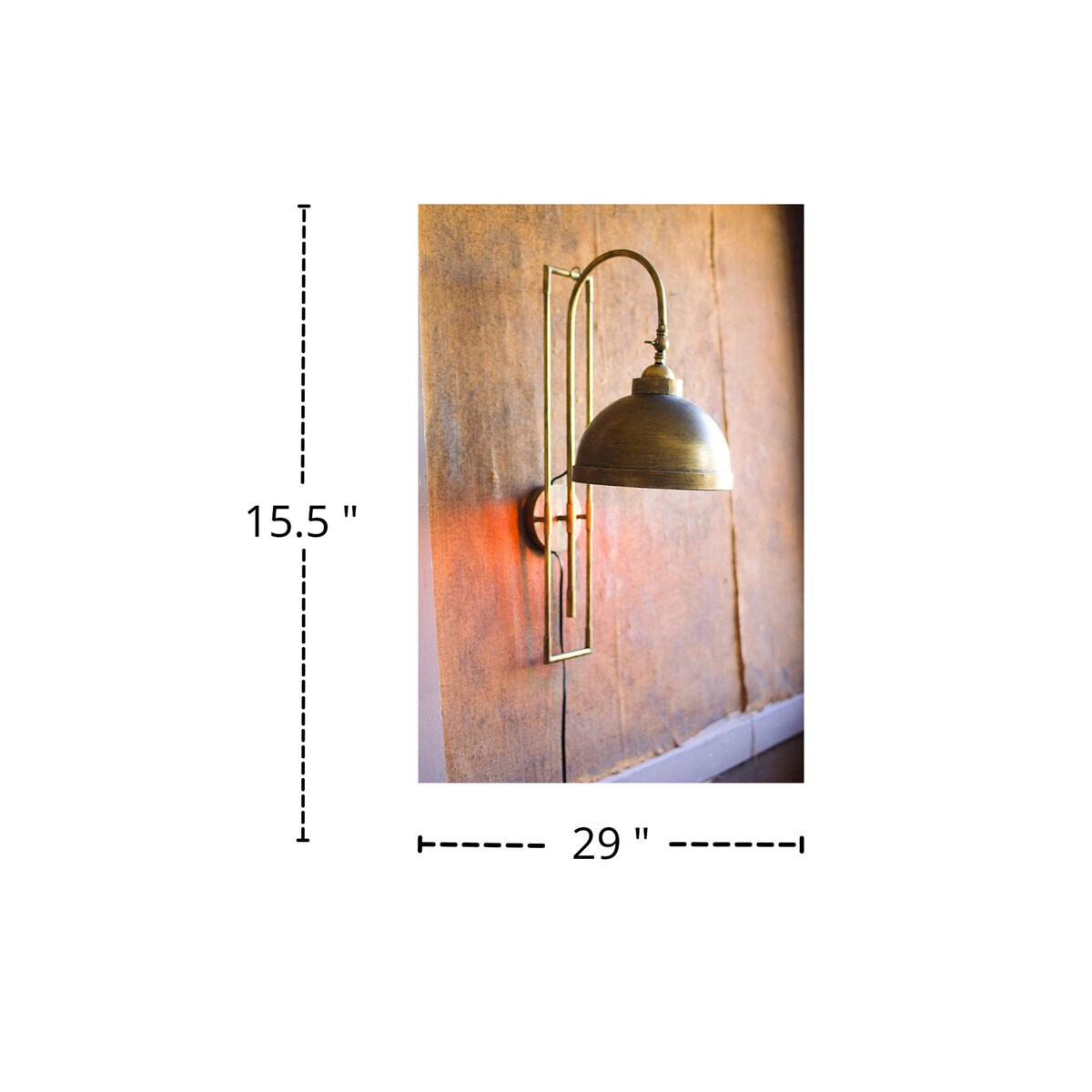 Wall Light Metal With Antique Brass Finish in Wall Mount Decor - 15.5" x 10" x 29"t