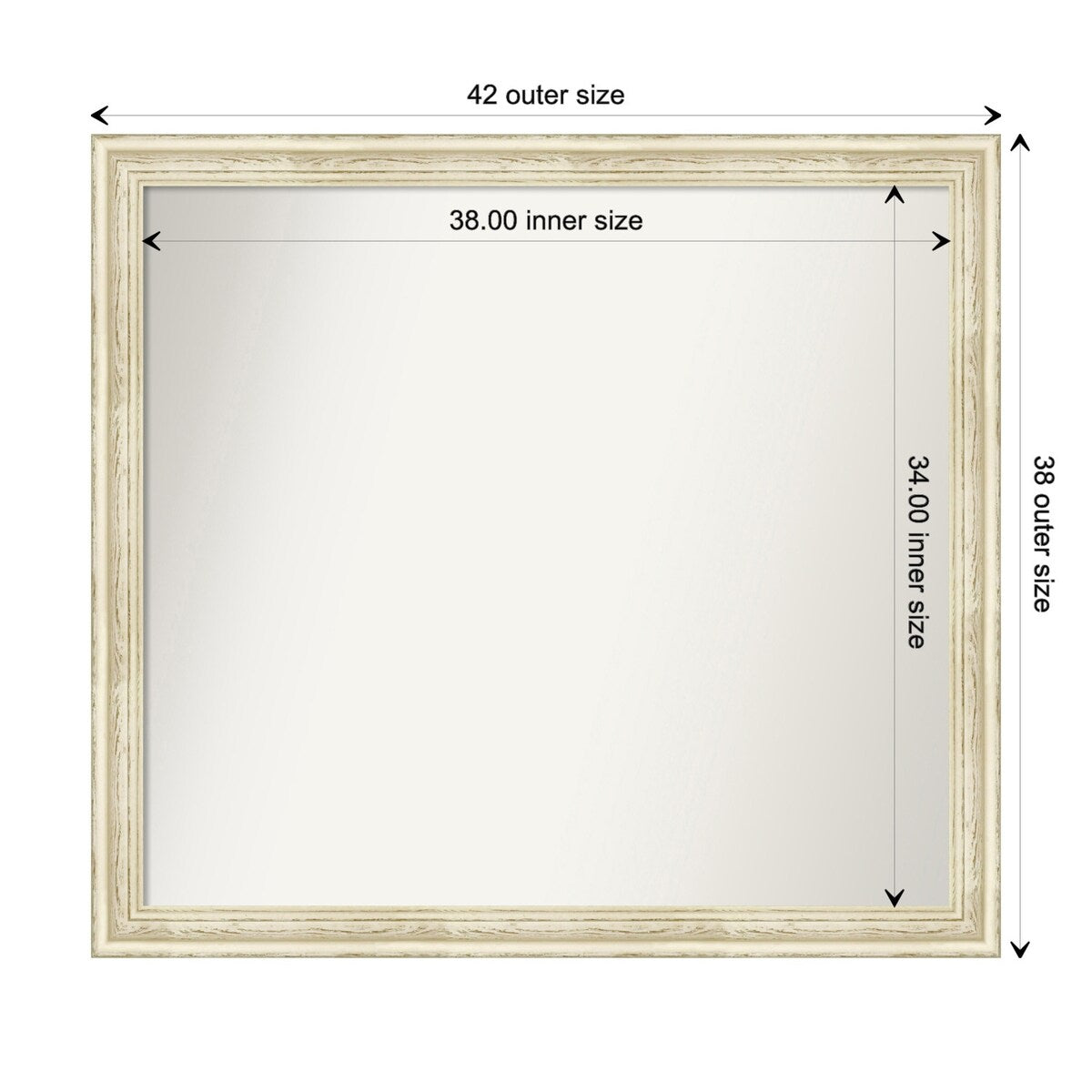 Wall Mirror Choose Your Custom Size - Large, Country Whitewash Wood