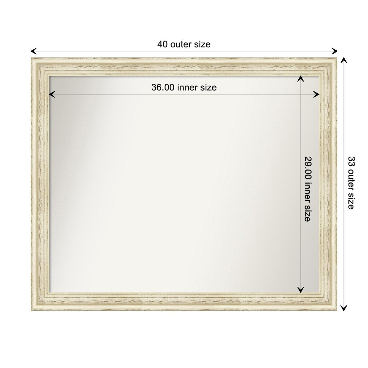 Wall Mirror Choose Your Custom Size - Large, Country Whitewash Wood