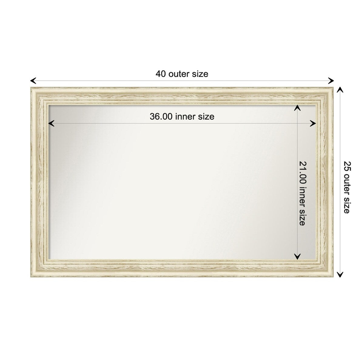 Wall Mirror Choose Your Custom Size - Large, Country Whitewash Wood