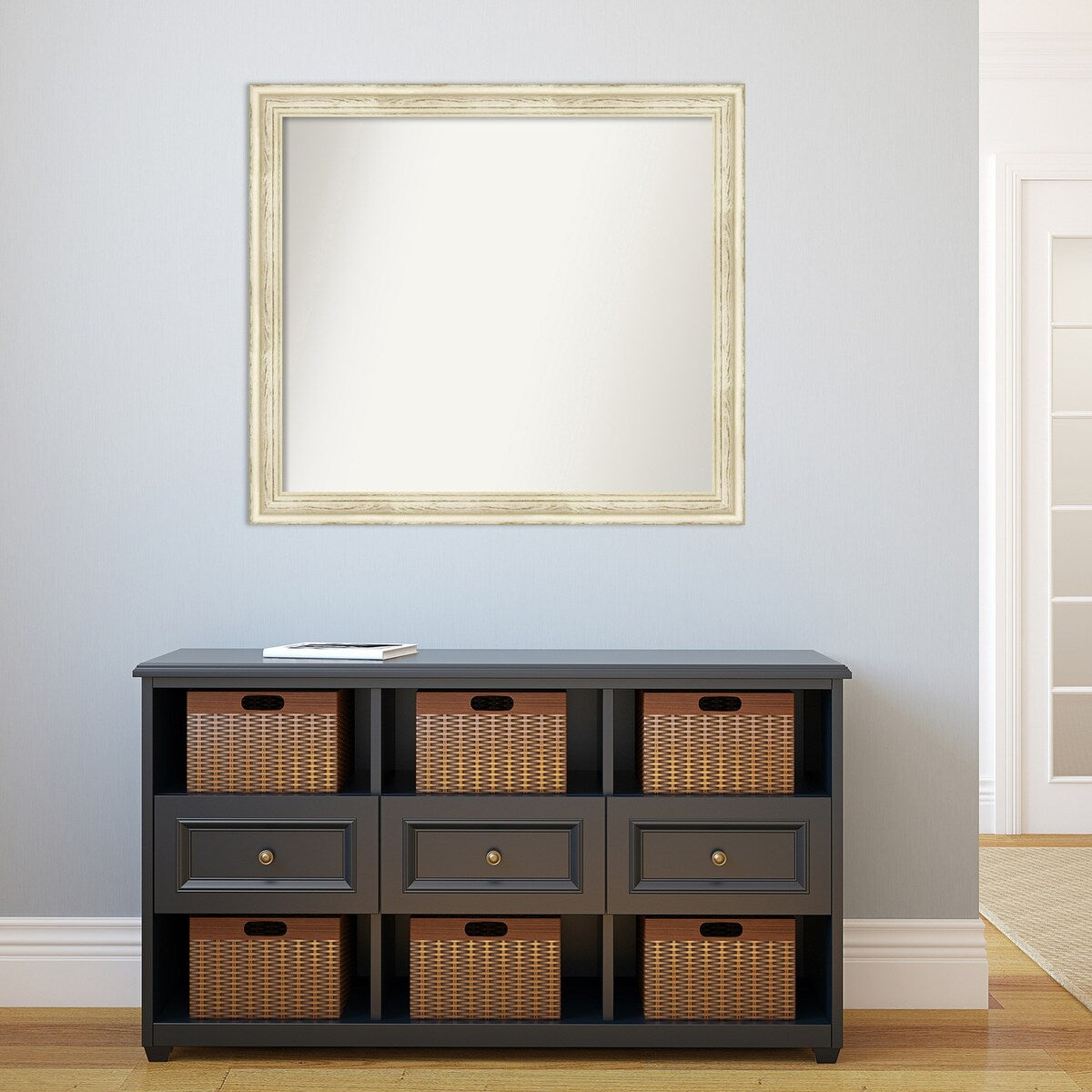 Wall Mirror Choose Your Custom Size - Large, Country Whitewash Wood