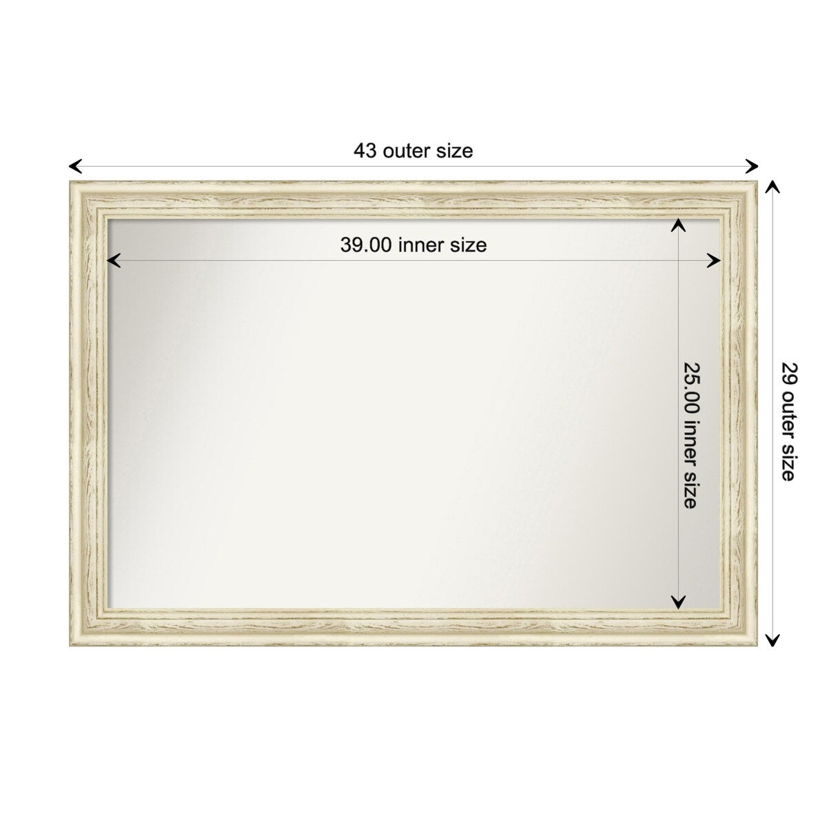 Wall Mirror Choose Your Custom Size - Large, Country Whitewash Wood