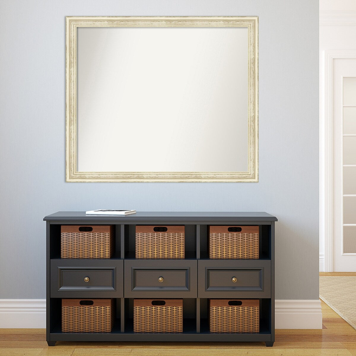 Wall Mirror Choose Your Custom Size - Large, Country Whitewash Wood