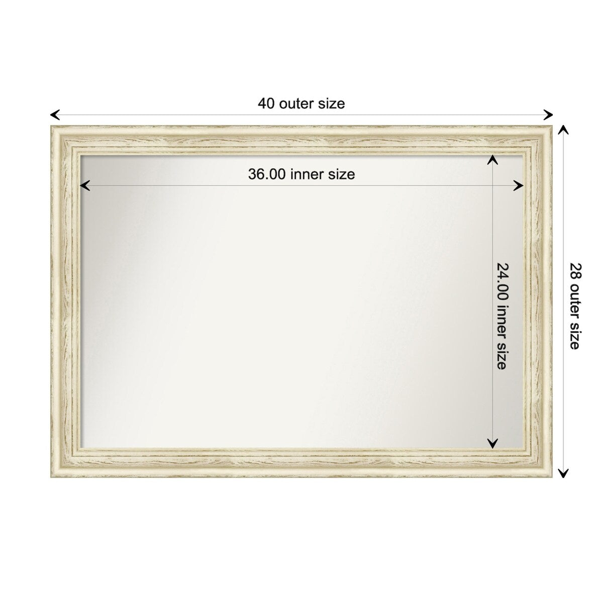 Wall Mirror Choose Your Custom Size - Large, Country Whitewash Wood
