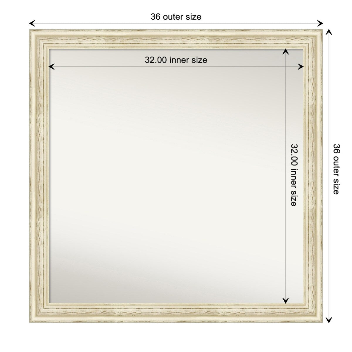 Wall Mirror Choose Your Custom Size - Large, Country Whitewash Wood