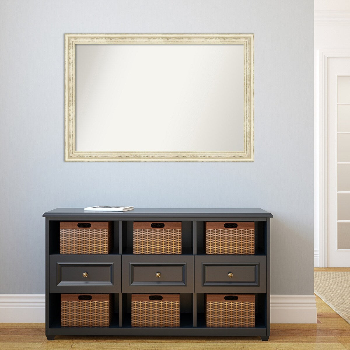 Wall Mirror Choose Your Custom Size - Large, Country Whitewash Wood